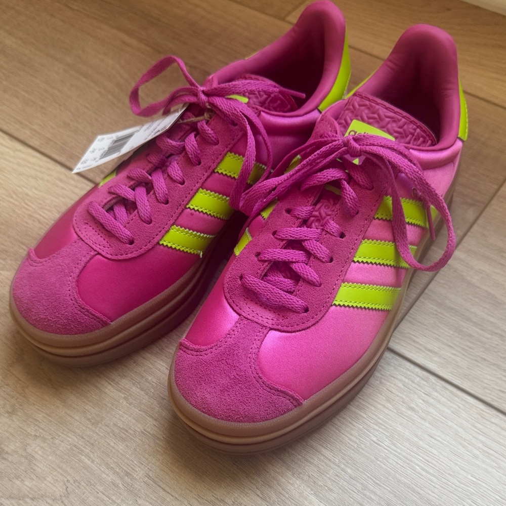 Adidas Women's Vibrant Pink and Neon Green Sneakers